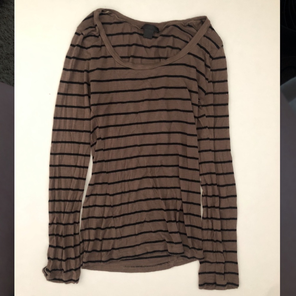Brown and black striped long sleeve shirt